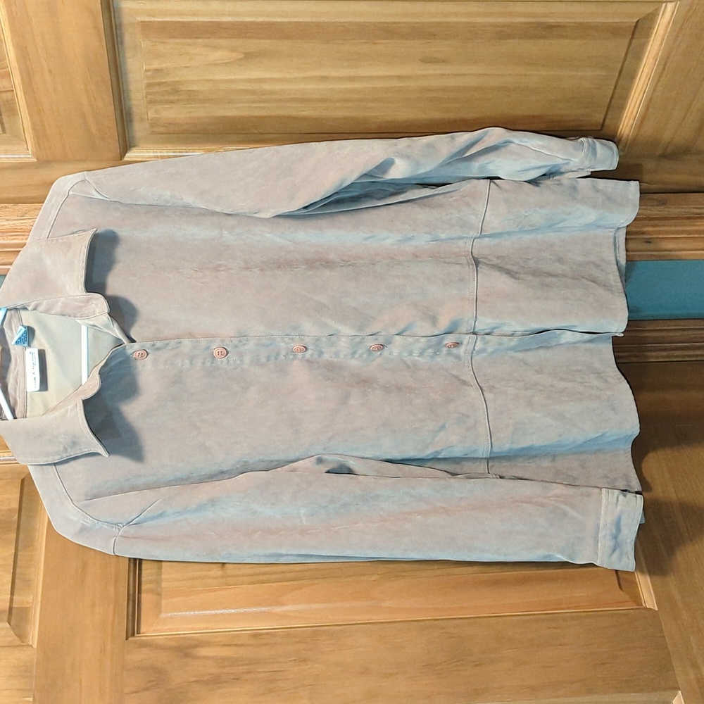 Vintage Croft & Barrow L Tan Moleskin/suede like fabric Shirt/Blazer